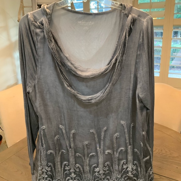Soft Surroundings Silk Long Sleeve Grey Tunic in Large - Picture 5 of 7